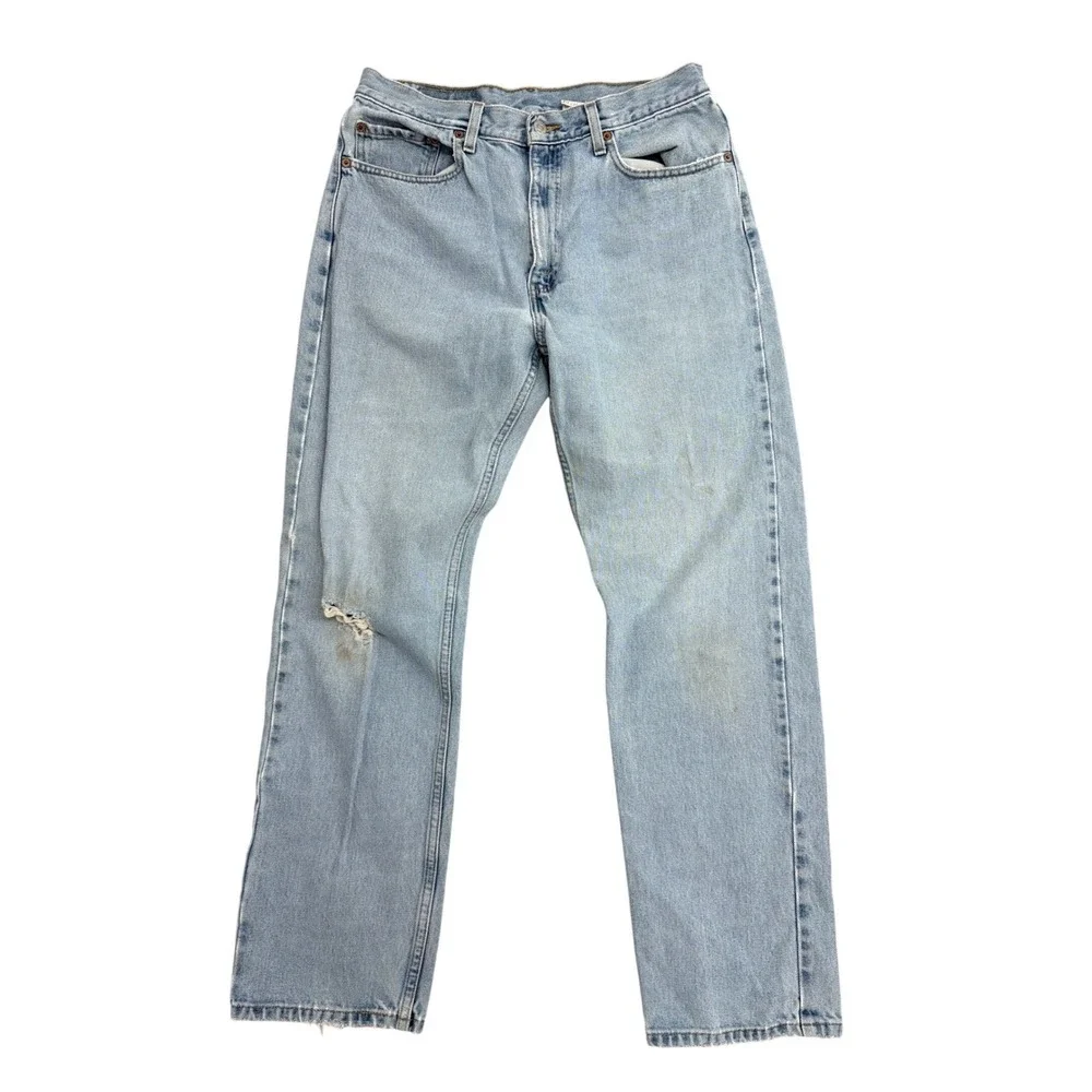 Levis‎ 505 Mens 34x32 Light Wash Straight Leg Regular Fit Vintage Denim Jeans
